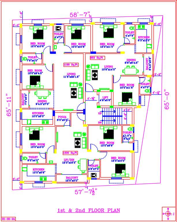  sanjana flats Sanjana Flats Cluster Plan From 1st To 2nd Floor
