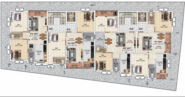  medows-square Block A Cluster Plan For Typical Floor Plan