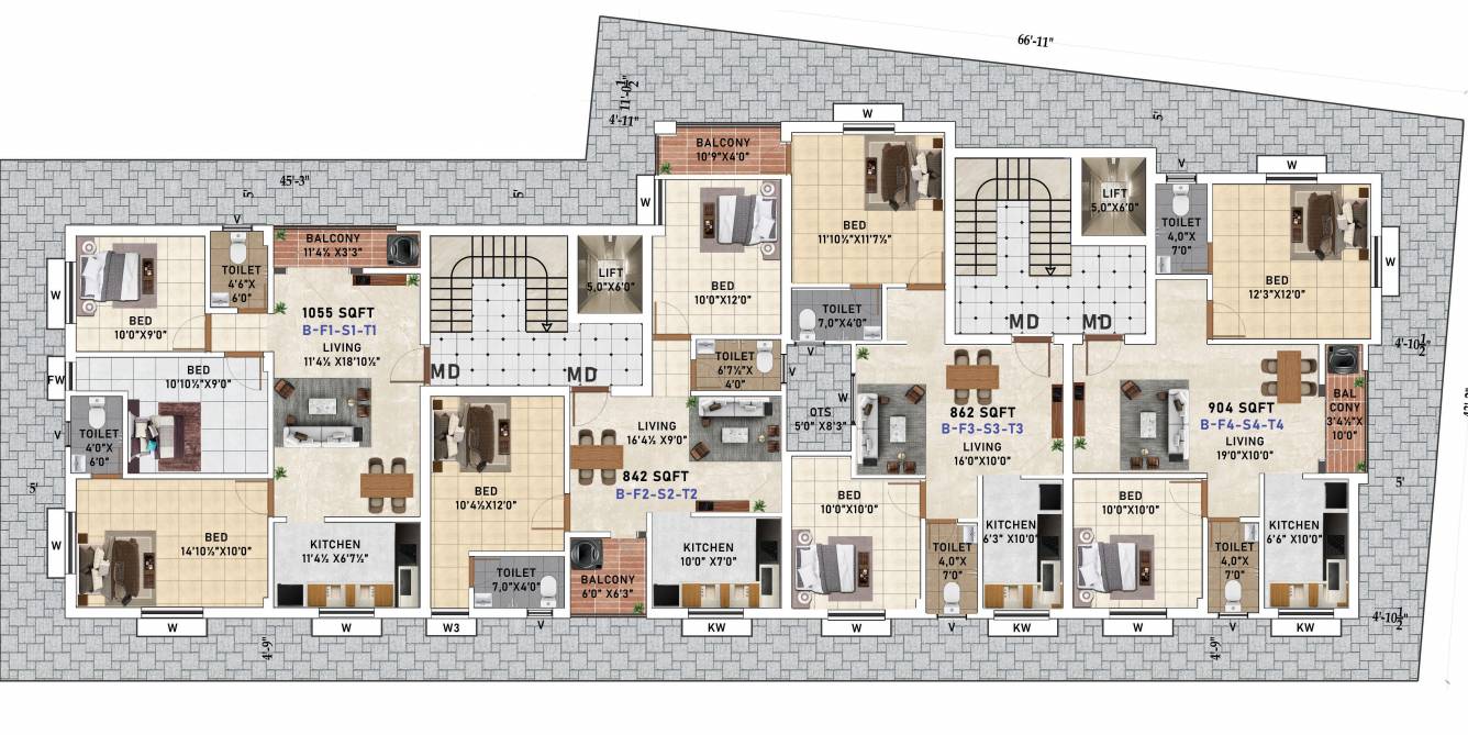  medows square Block B Cluster Plan For Typical Floor Plan