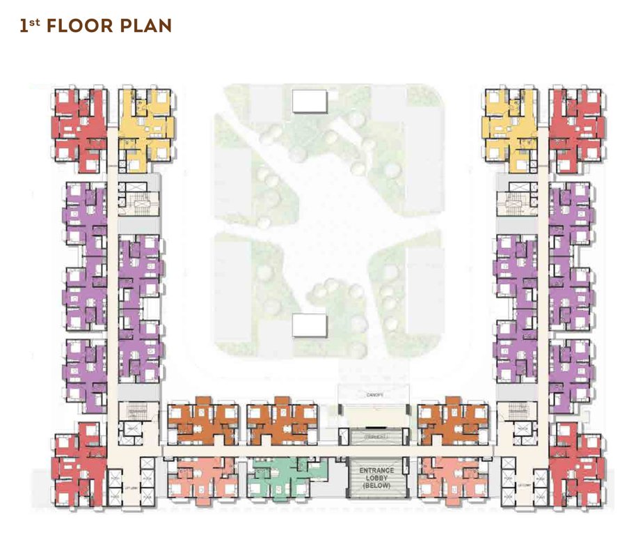  dioro and beryl at brigade el dorado Tower 1 & 2 Cluster Plan for 1st Floor