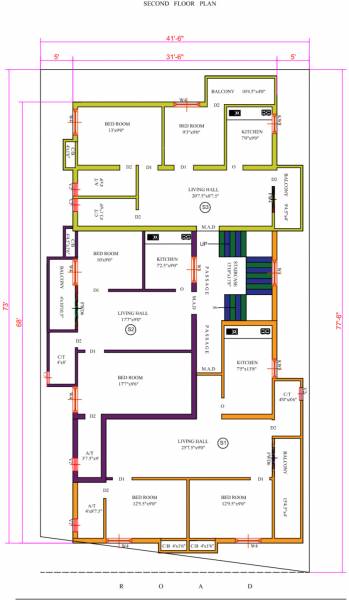  flats Flats Pallavaram Cluster Plan for 2nd Floor