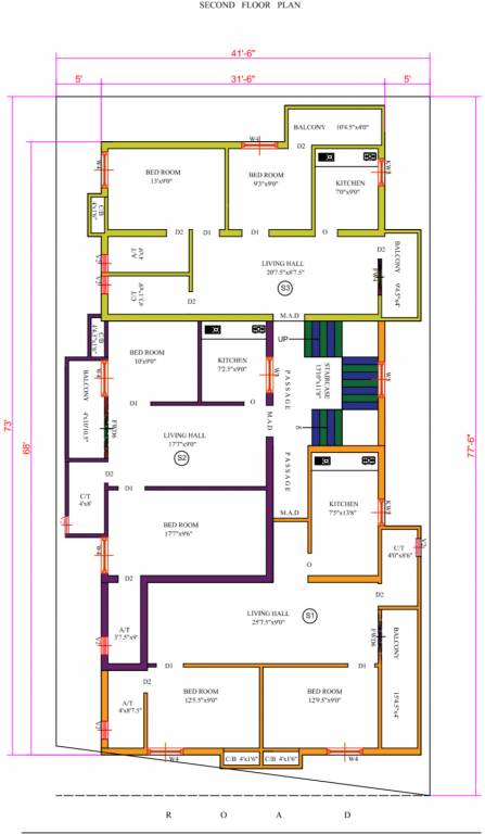  flats Flats Pallavaram Cluster Plan for 2nd Floor