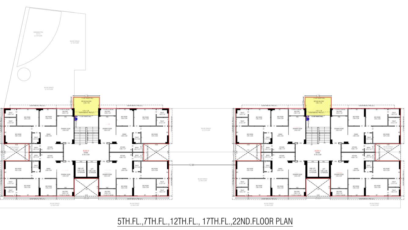 sun skyview A, B Cluster Plan For 5th, 7th, 12th, 17th & 22nd Floor