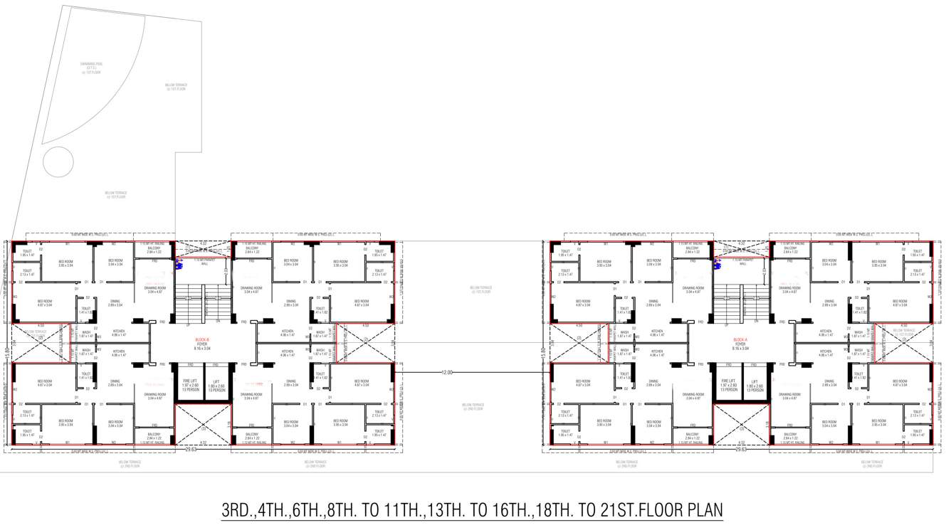  sun skyview A, B Cluster Plan From 3rd To 21th Floor Except 5th, 7th, 12th, 17th & 22nd Floor