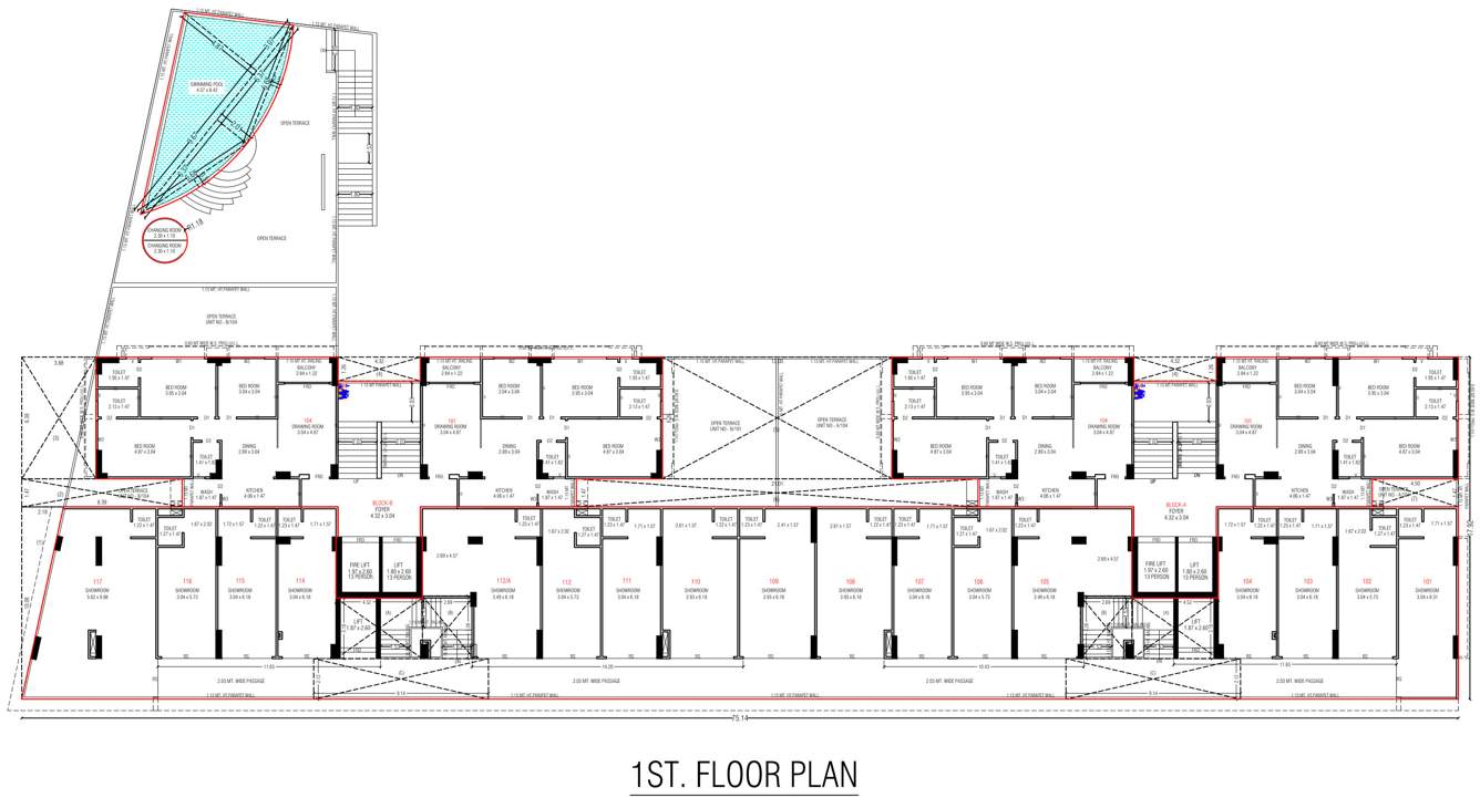  sun skyview A, B First Floor Cluster Plan
