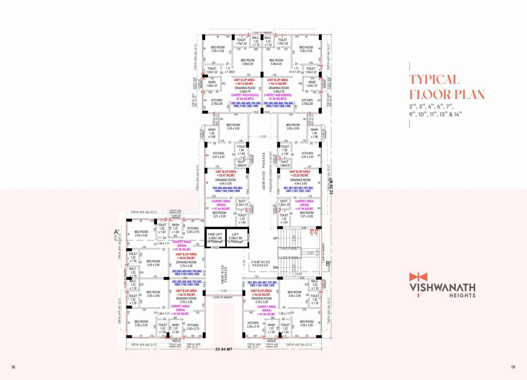  vishwanath heights Vishwanath Heights Cluster Plan for Typical Floor