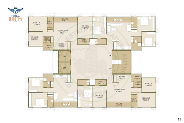  vincitore-rivera Block A And B Cluster Plan for Typical Floor