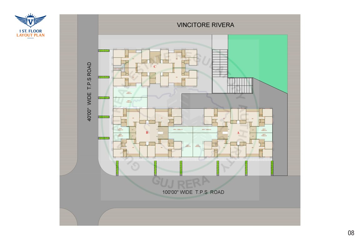 vincitore rivera Block A To C Cluster Plan for 1st Floor