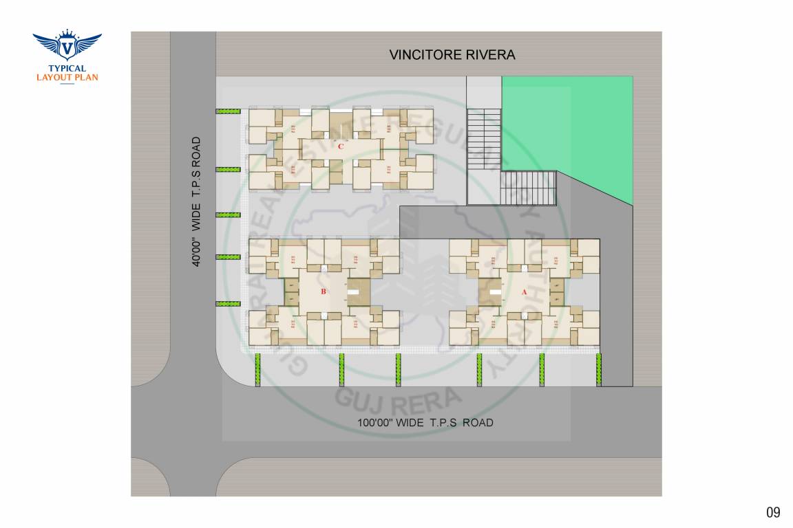  vincitore rivera Block A To C Cluster Plan for Typical Floor