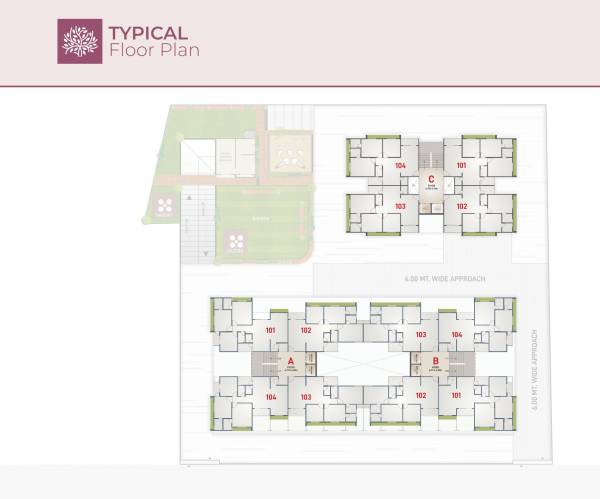  vatrika-residency Block A,B & C Typical Floor Cluster Plan