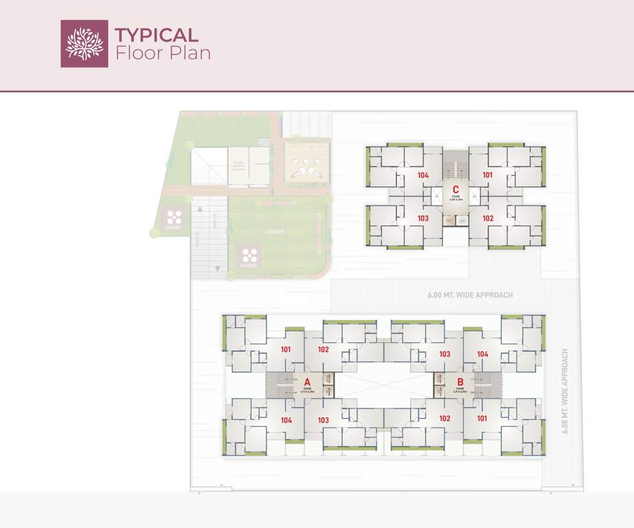  vatrika residency Block A,B & C Typical Floor Cluster Plan