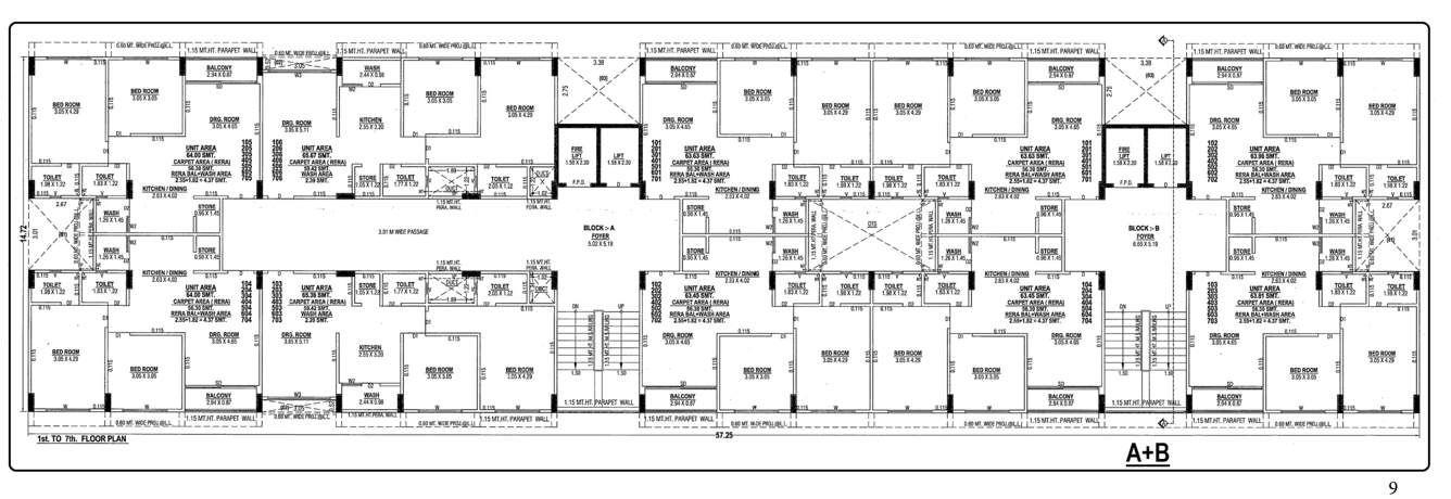  shyam sanidhya Block A & B Cluster Plan from 1st to 7th Floor