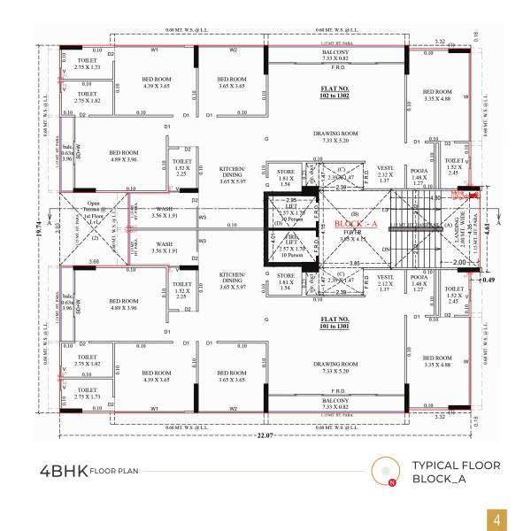  samay-stellar Block A Cluster Plan from 1st to 13th Floor