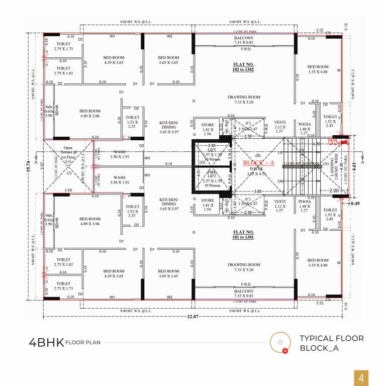  samay stellar Block A Cluster Plan from 1st to 13th Floor