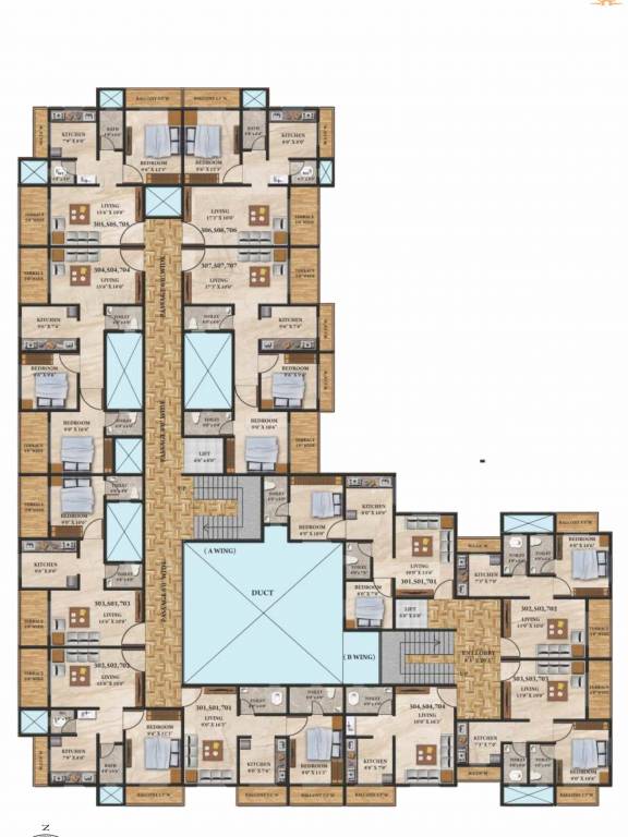  sun pride A And B Wing Cluster Plan from 3rd to 7th Floor