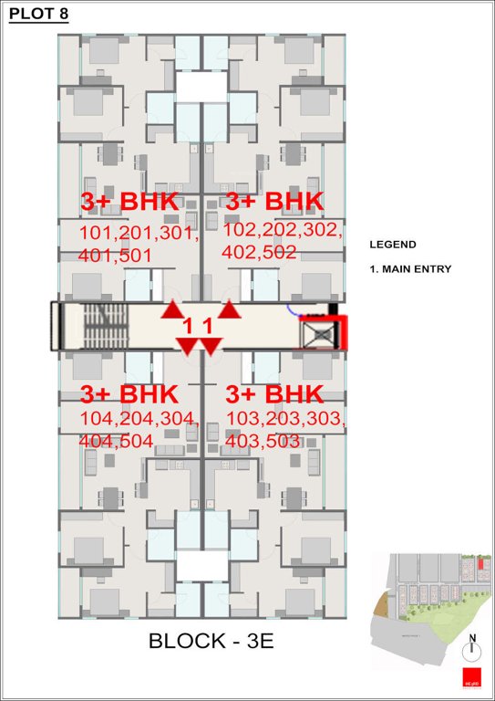  shantivanam phase 3 plot 8 Block 3 E Cluster Plan from 1st to 6th Floor