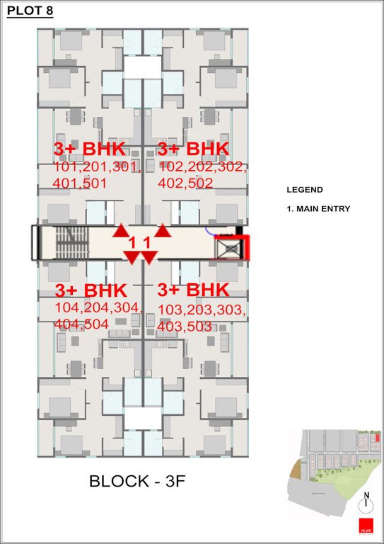  shantivanam phase 3 plot 8 Block 3 F Cluster Plan from 1st to 6th Floor