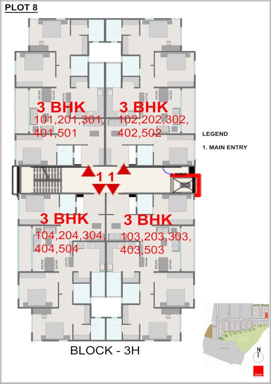  shantivanam phase 3 plot 8 Block 3 H Cluster Plan from 1st to 6th Floor
