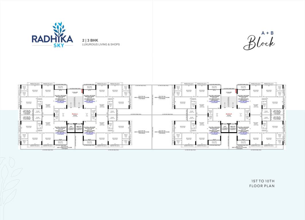  radhika sky Block A And B Cluster Plan from 1st to 10th Floor