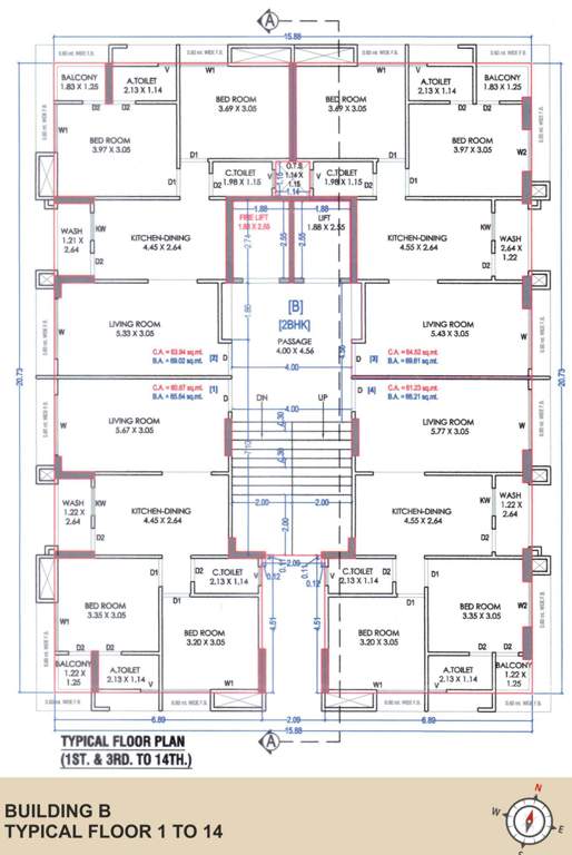 harikrushna sky B Cluster Plan From 1st To 14th Floor