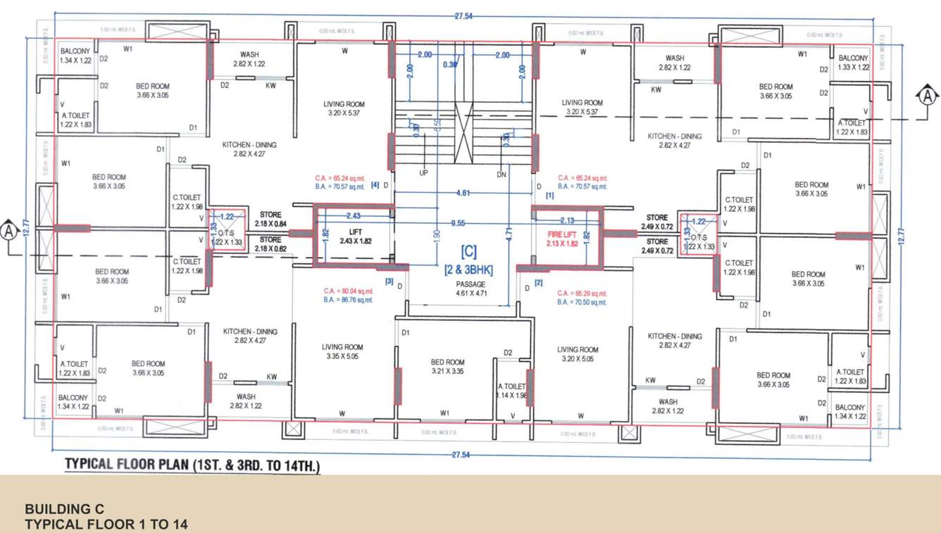harikrushna sky C Cluster Plan From 1st to 14th Floor