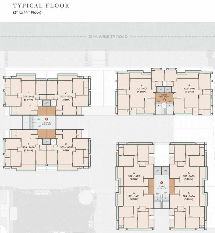  vivanta A To C Cluster Plan From 3rd To 14th Floor