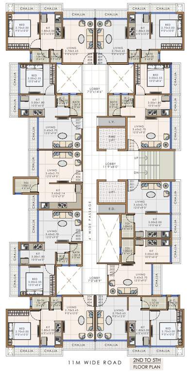  heights Venkatesha Heights Cluster Plan from 2nd to 5th Floor