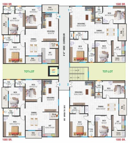  shiridi-sai-brundavanam Shiridi Sai Brundavanam Cluster Plan For Typical Floor Plan