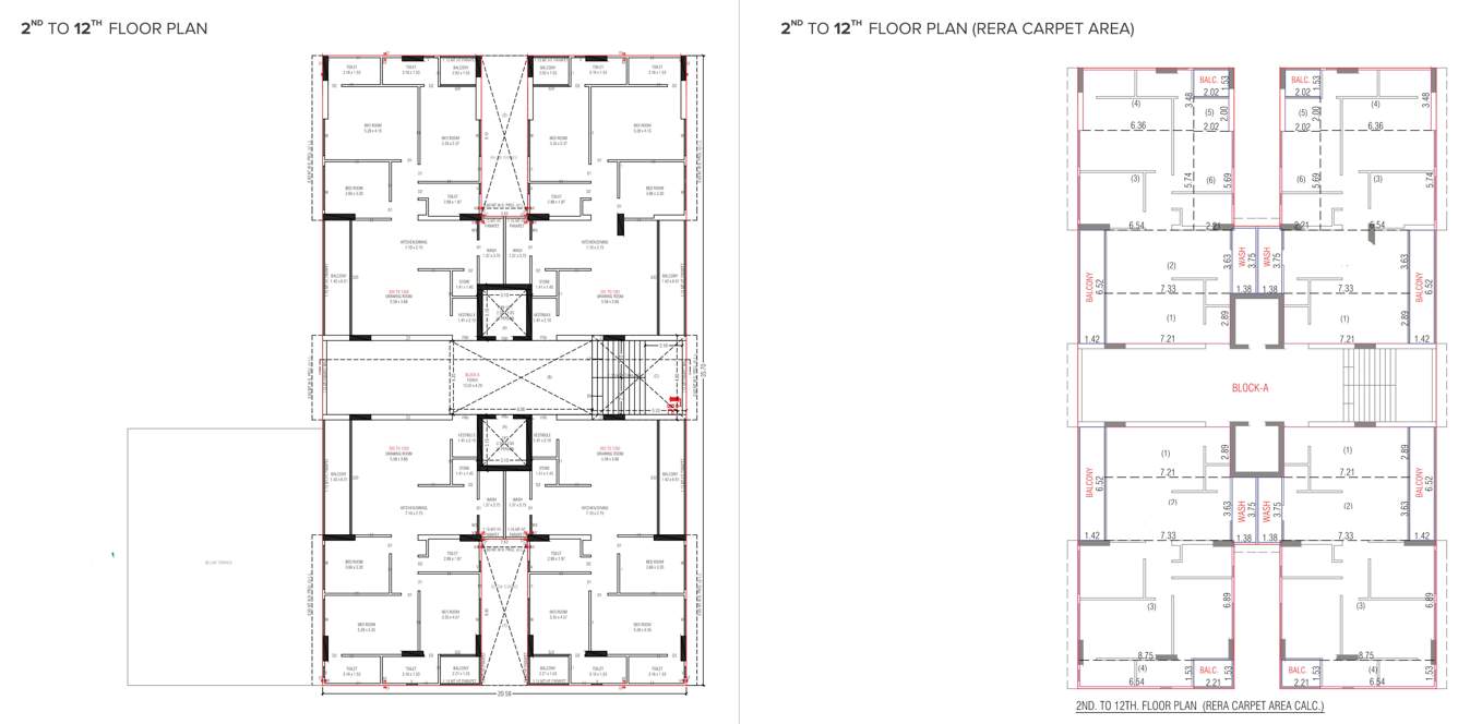  the double three Block A Cluster Plan From 2nd To 12th Floor