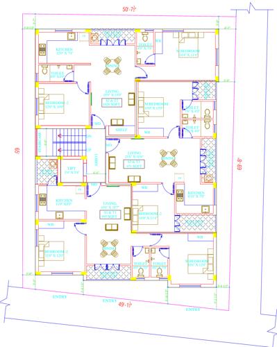  keerthi-flats Keerthi Flats Cluster Plan from 2nd to 3rd Floor