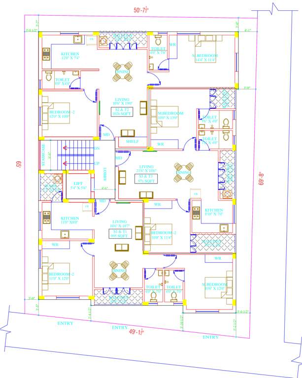  keerthi flats Keerthi Flats Cluster Plan from 2nd to 3rd Floor