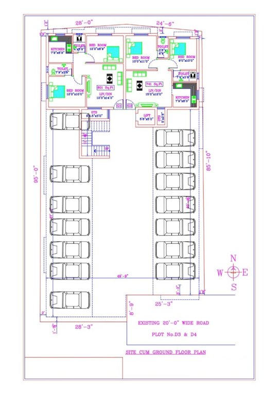  elumalai flats Block A & B Stilt Floor Cluster Plan
