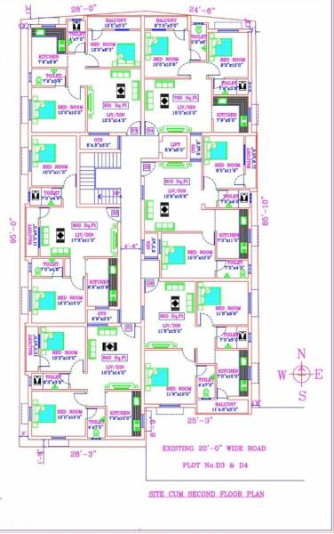  elumalai-flats Block A Typical Floor Cluster Plan