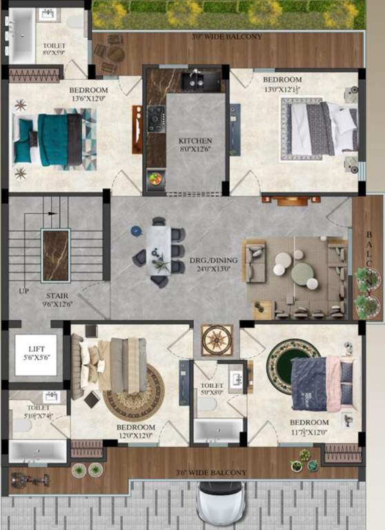  rk gupta elegant floors RK Gupta Elegant Floors Typical Cluster Plan