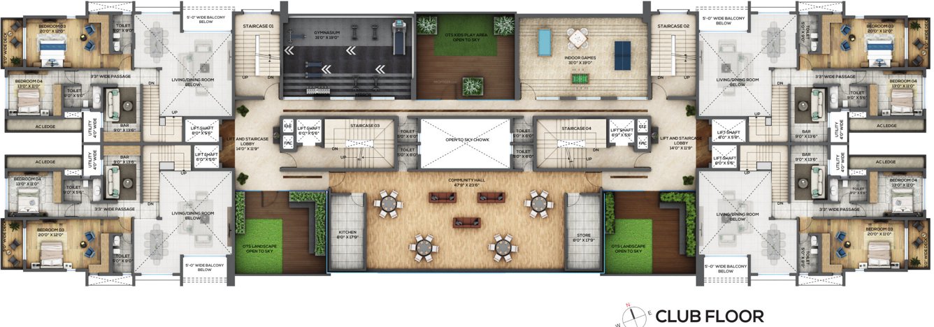  isquare Block A, B Club Floor Cluster Plan