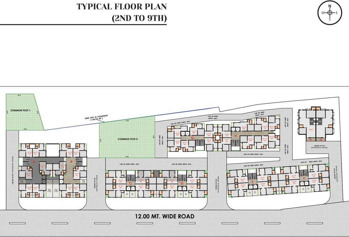  riyal residency A To H Cluster Plan From 2nd To 9th Floor