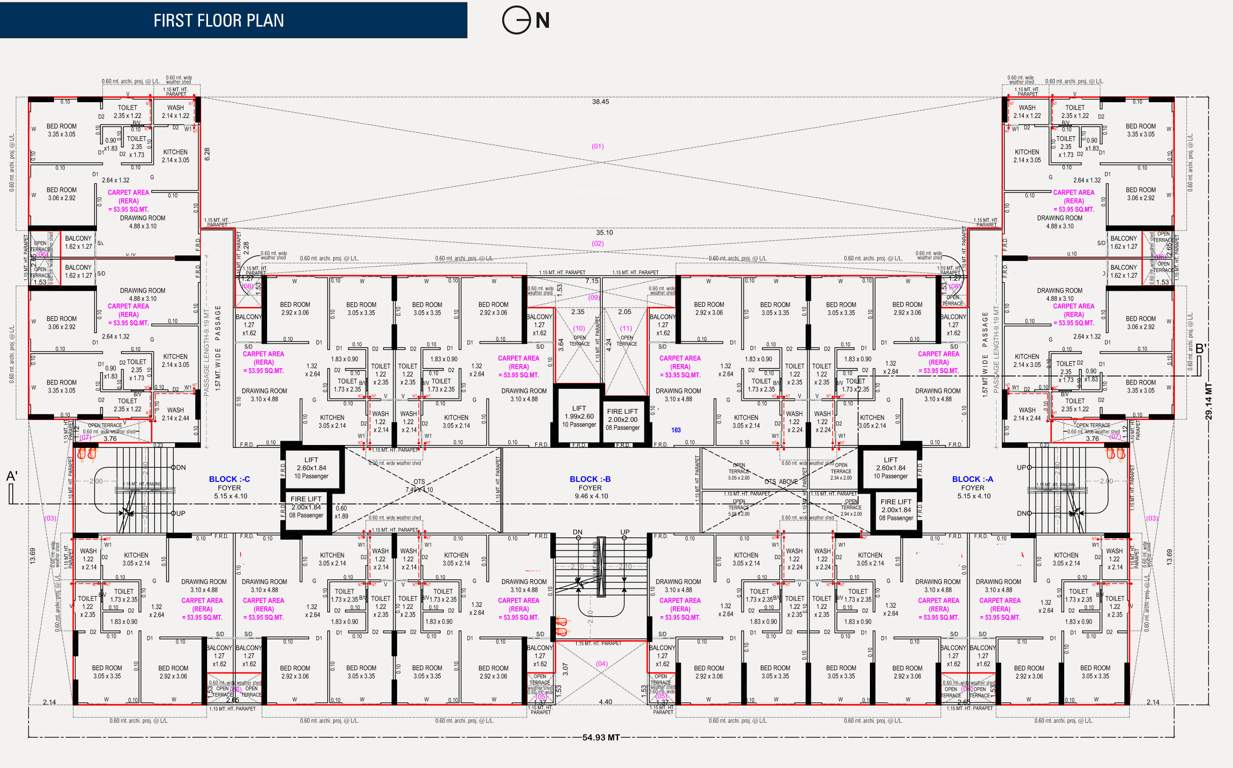  the cluster Block  A To C Cluster Plan For 1st Floor