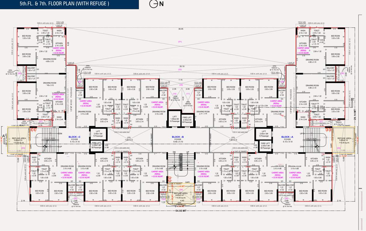  the cluster Block  A To C Cluster Plan For 5th And 7th Floor 