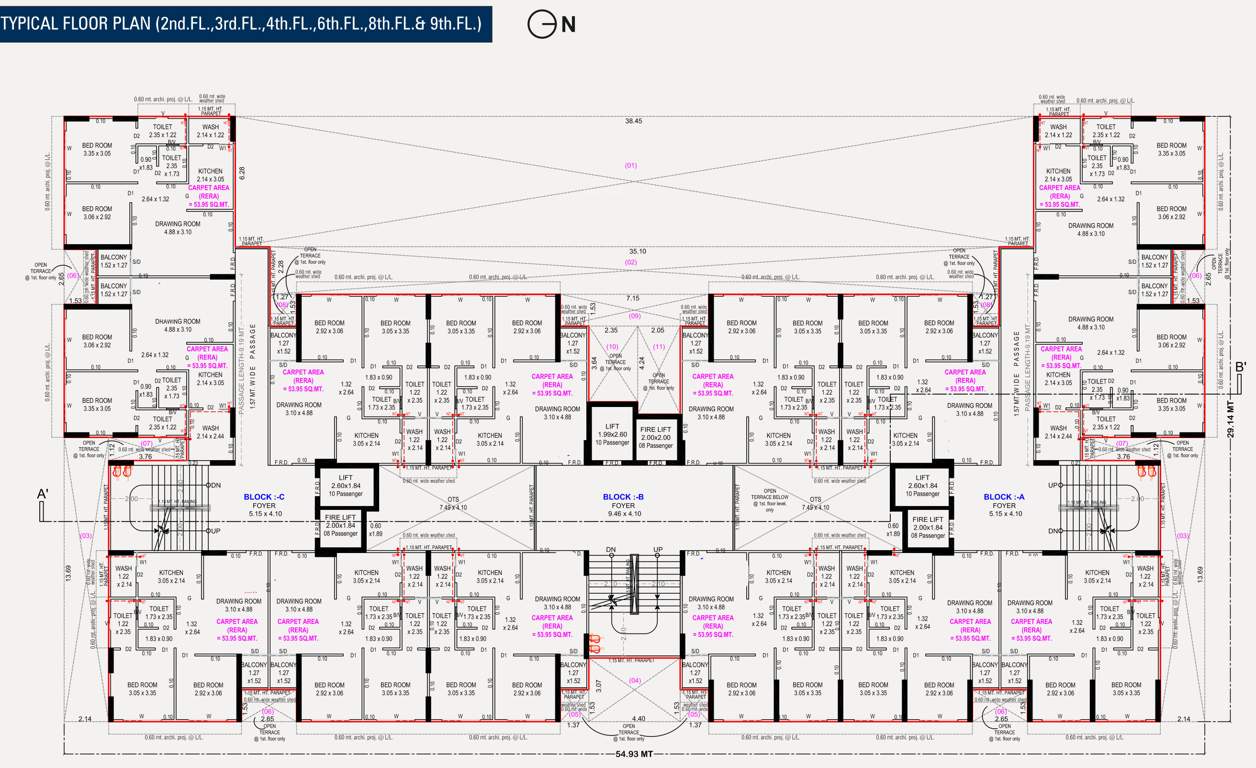  the cluster Block  A To C Typical  Cluster Plan Expect 5th And 7th Floor