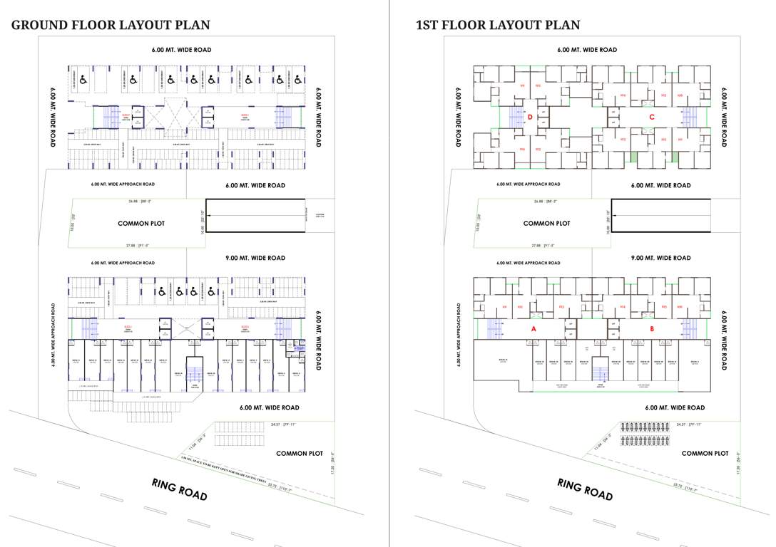  sankalp sky Block A To D Cluster Plan from ground to 1st Floor