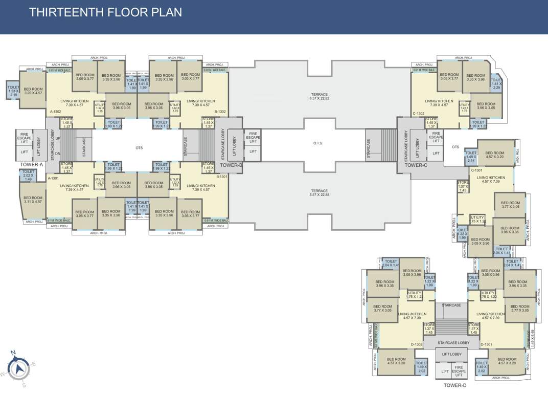  shree siddheshwar happylife A To D Cluster Plan For 13th Floor