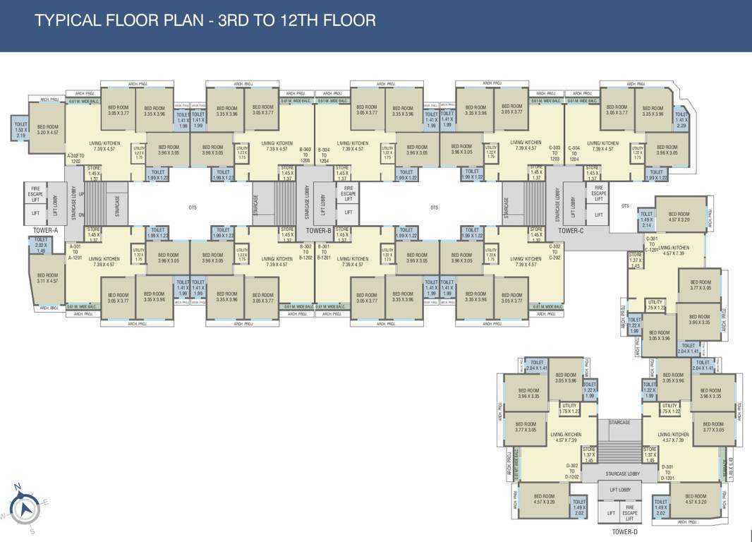  shree siddheshwar happylife A To D Cluster Plan From 3rd To 12th Floor