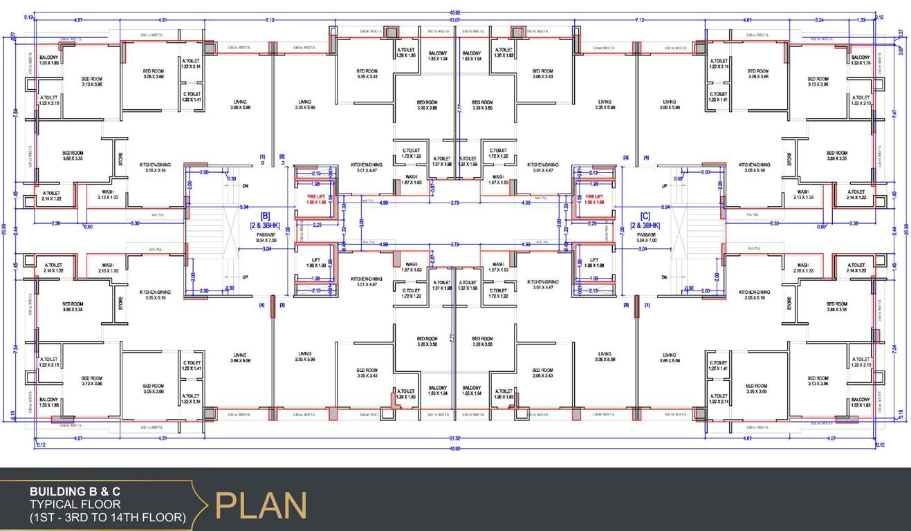  the grand malabar B & C Typical Cluster Plan