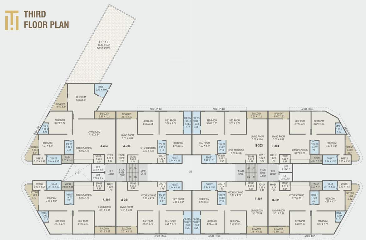  trinity heights A, B Cluster Plan For 3rd Floor