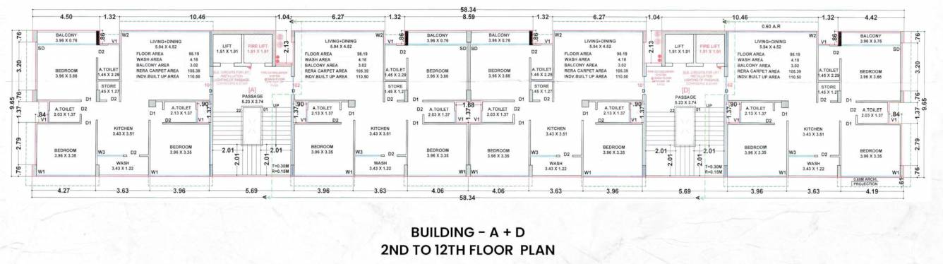 ofira parshwanath A, D Cluster Plan From 2nd To 12th Floor