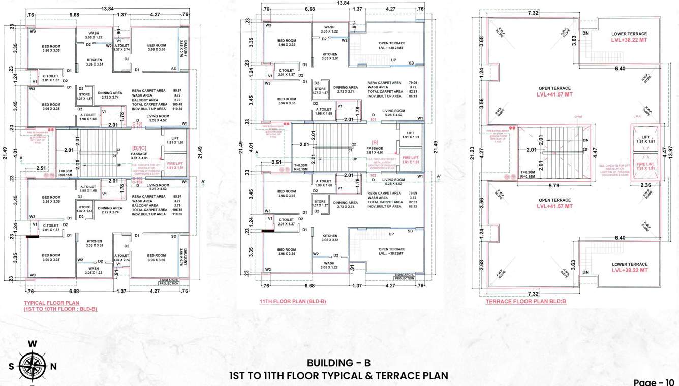 ofira parshwanath B Cluster Plan From 1st to 11th Floor & Terrace Floor