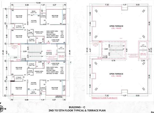 C Cluster Plan From 2nd To 12th Floor & Terrace Floor ofira-parshwanath C Cluster Plan From 2nd To 12th Floor & Terrace Floor