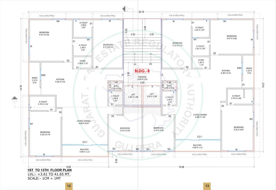 solitaire liberty B Cluster Plan From 1st To 13th Floor