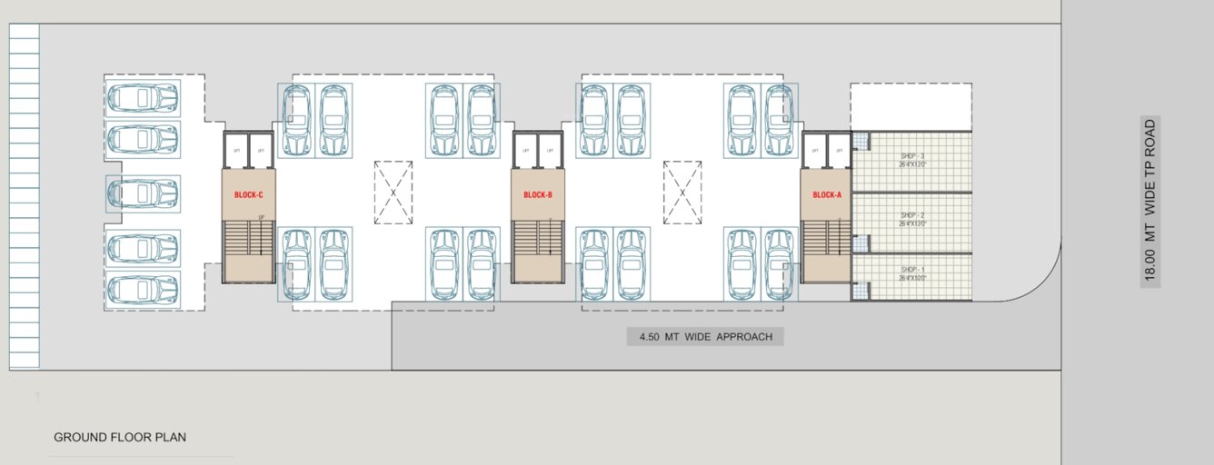  pushpak residency 1 A, B, C Ground Cluster Plan
