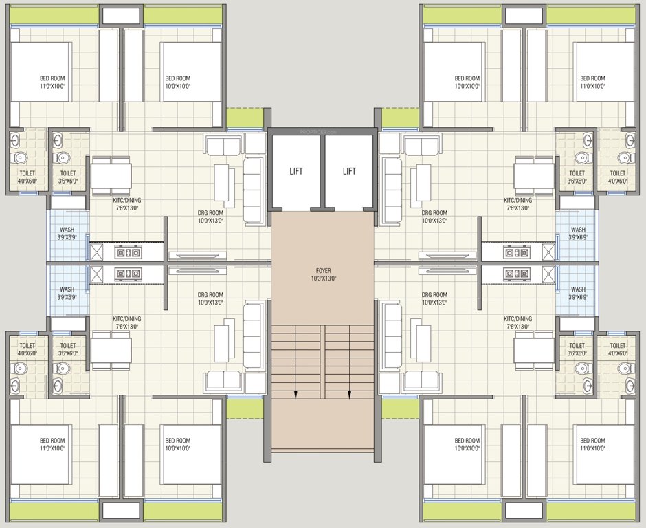  pushpak residency 1 A, B, C Typical Cluster Plan